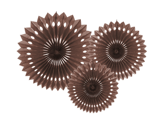 Decorative Rosettes, Brown, 20-30cm (1 pkt / 3 pc.)