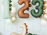 Foil balloon Number ''3'' Dinosaur, 92cm, mix