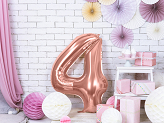 Foil Balloon Number ''4'', 86cm, rose gold