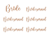 Glass stickers ''Bride & Bridesmaid'', rose gold (1 pkt / 6 pc.)