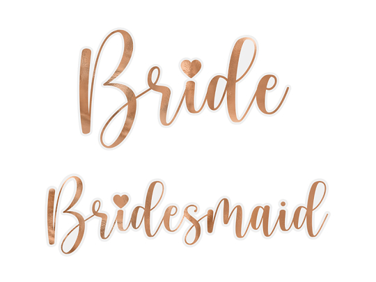 Glass stickers ''Bride & Bridesmaid'', rose gold (1 pkt / 6 pc.)