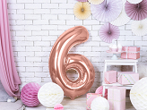 Foil Balloon Number ''6'', 86cm, rose gold