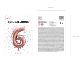 Foil Balloon Number ''6'', 86cm, rose gold
