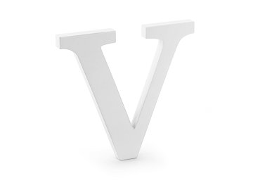 Wooden letter V, white, 21x20cm