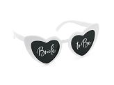 Heart-shaped glasses with ''Bride to Be'' inscription, white