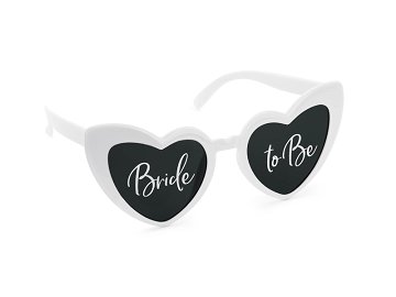 Heart-shaped glasses with ''Bride to Be'' inscription, white