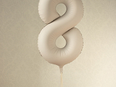 Foil Balloon Number ''8'', 86cm, light warm grey