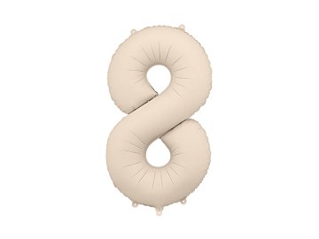 Foil Balloon Number ''8'', 86cm, light warm grey