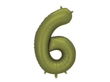 Foil Balloon Number ''6'', 86cm, olive