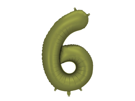 Foil Balloon Number ''6'', 86cm, olive