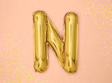 Foil Balloon Letter ''N'', 35cm, gold