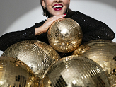 Disco mirror ball, champagne gold, 30 cm