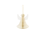 Paper decoration honeycomb Angel, ivory, 15 cm