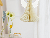 Paper decoration honeycomb Angel, ivory, 15 cm