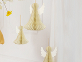 Paper decoration honeycomb Angel, ivory, 15 cm