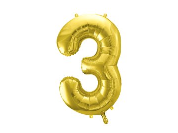 Foil Balloon Number ''3'', 72cm, light gold