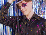 Sequin hat with a band, diameter 27 cm, silver