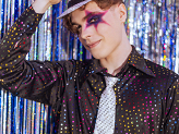 Sequin hat with a band, diameter 27 cm, silver