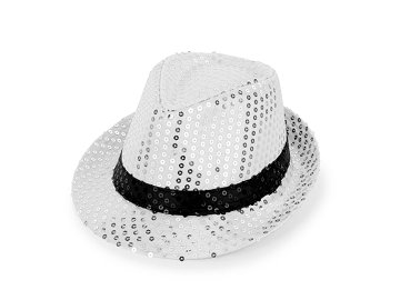 Sequin hat with a band, diameter 27 cm, silver