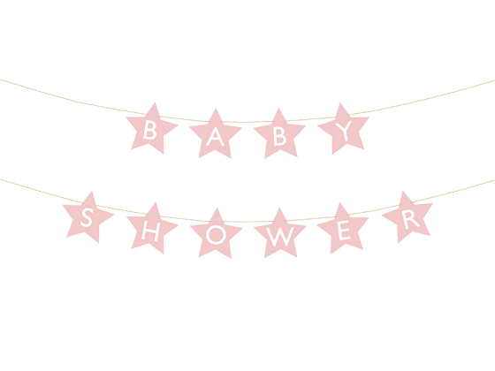 Banner Baby shower, 290x16.5 cm, light pink