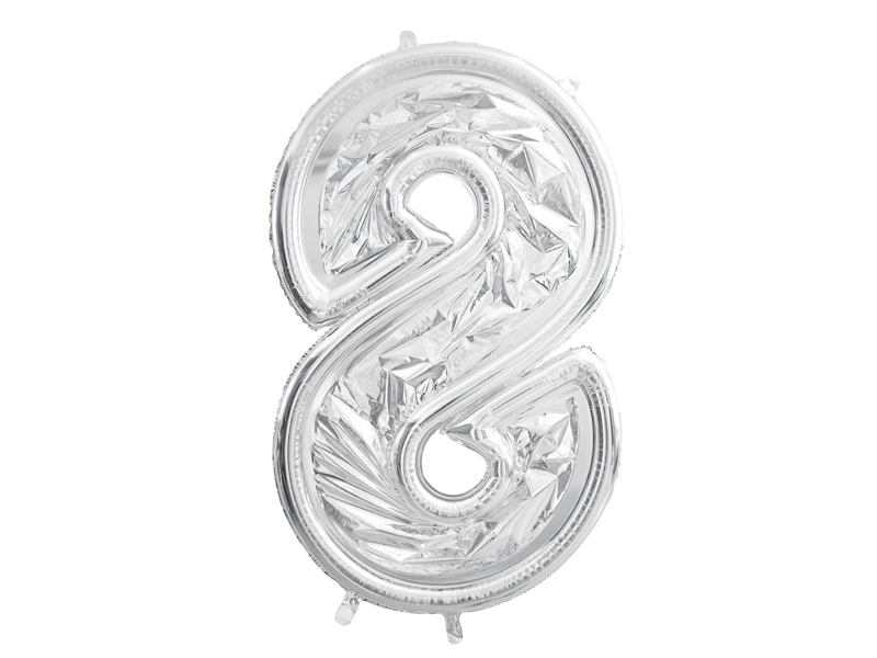 Number Frame '8' for Latex Balloons, 126cm, Silver - Designer ...
