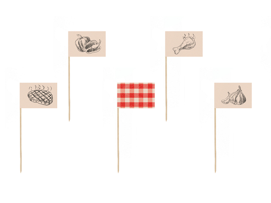 Food pickers BBQ, 15 cm, mix (1 pkt / 12 pc.)