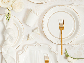 Paper Plates with Ornament, White, 23cm (1 pkt / 6 pc.)