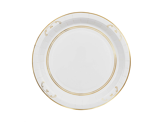 Paper Plates with Ornament, White, 23cm (1 pkt / 6 pc.)