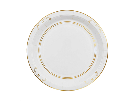 Paper Plates with Ornament, White, 23cm