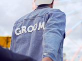 Iron on patch GROOM, white, 30x6cm