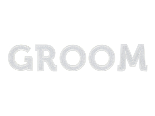 Iron on patch GROOM, white, 30x6cm