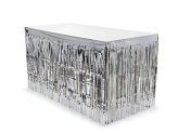 Fringe table skirt, silver, 300x80cm