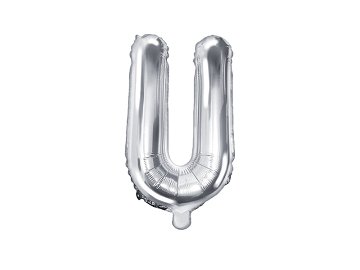 Foil Balloon Letter ''U'', 35cm, silver