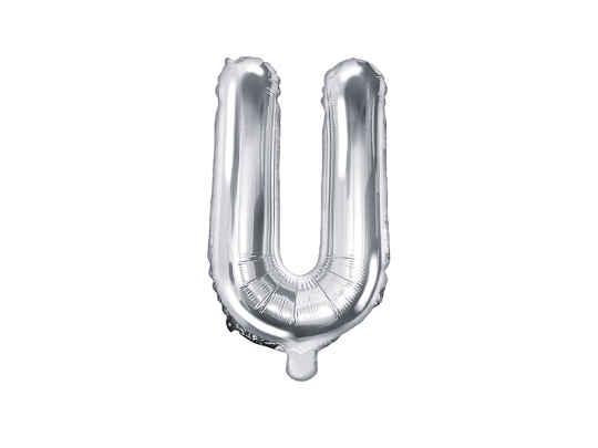 Foil Balloon Letter ''U'', 35cm, silver