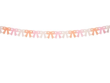 Paper garland Bows, mix of three colors, 3m