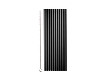 Plastic straws, 23 cm, black (1 pkt / 12 pc.)