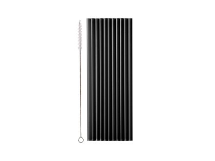Plastic straws, 23 cm, black