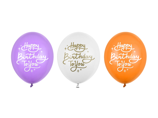 Balloons 30 cm, Happy Birthday To You, mix (1 pkt / 50 pc.)