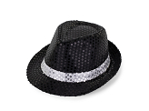 Sequin hat with a band, diameter 27 cm, black