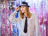 Sequin hat with a band, diameter 27 cm, black