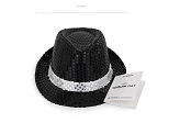 Sequin hat with a band, diameter 27 cm, black