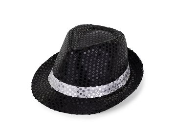 Sequin hat with a band, diameter 27 cm, black