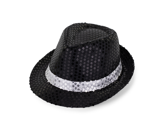 Sequin hat with a band, diameter 27 cm, black