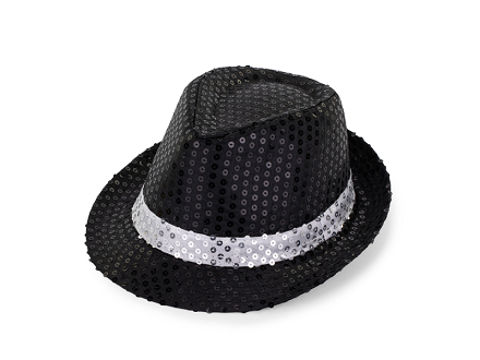 Sequin hat with a band, diameter 27 cm, black