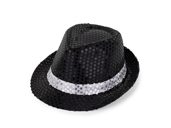 Sequin hat with a band, diameter 27 cm, black