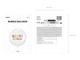 Bubble balloon Happy Birthday, 60 cm, transparent