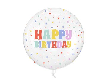 Bubble balloon Happy Birthday, 60 cm, transparent