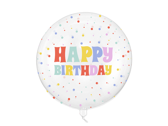 Bubble balloon Happy Birthday, 60 cm, transparent