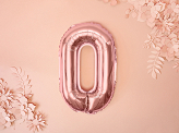 Foil Balloon Number ''0'', 35cm, rose gold