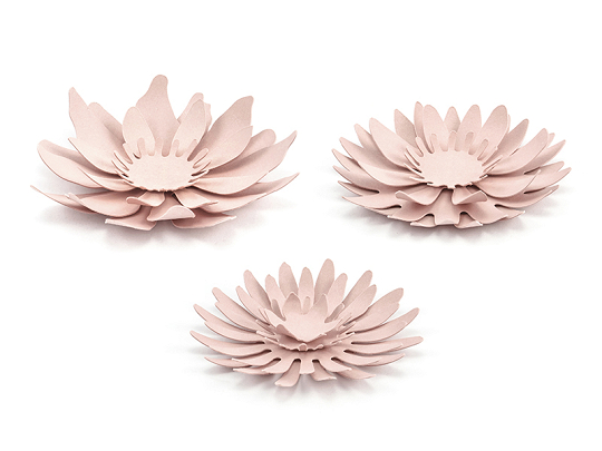 Paper decorations Flowers, powder pink (1 pkt / 3 pc.)